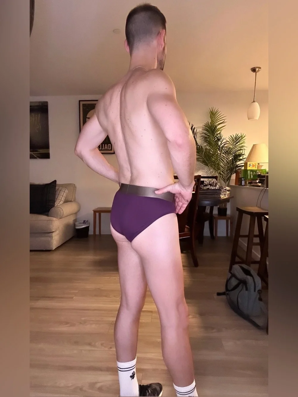 Calvin Klein Men's Briefs - Plum with Black Waistband